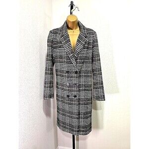 Plaid Double Breasted Trench Coat Womens Large Classic Timeless Academia Preppy